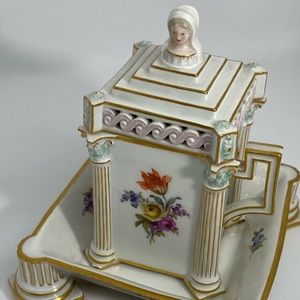 “Meissen” World Famous China Brand “Chocolate Cup And Saucer” Genuine Antique